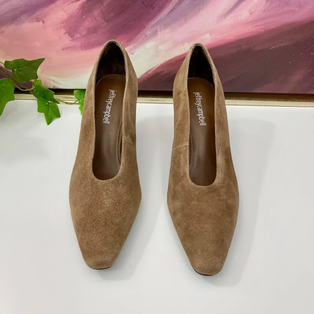 Jeffrey Campbell Hints-2 Suede Square Toe Pumps‎ Size 6.5